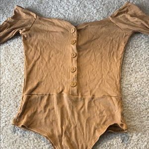 Mustard off the shoulder bodysuit